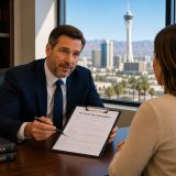 Las Vegas annulment lawyer discussing marriage annulment options with client